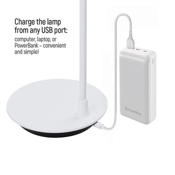 COLORWAY Asztali LED lámpa, Portable & Flexible 360, beépített akkumulátorral, Fehér (CW-DL12FB-W)