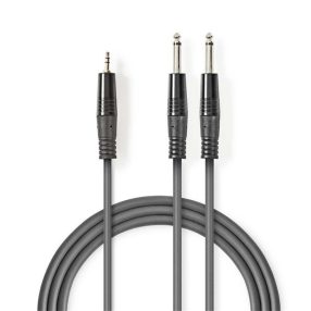   Nedis COTH23200GY50 félprofi audio kábel, 3,5mm sztero jack dugó - 2 x 6,35mm mono jack dugó, 5m, rugalmas