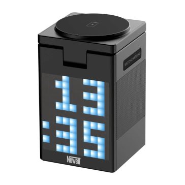   Newell induOne MagPlay vezeték nélküli töltőállomás, MagSafe, Bluetooth hangszóró, RGB kijelző, fekete