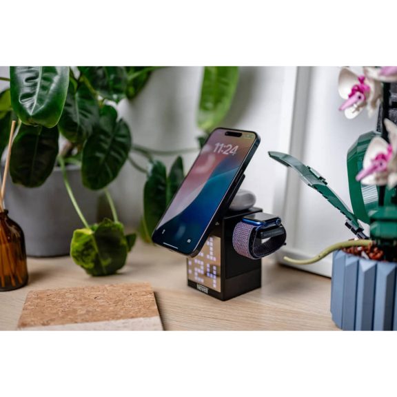 Newell induOne MagPlay vezeték nélküli töltőállomás, MagSafe, Bluetooth hangszóró, RGB kijelző, fekete