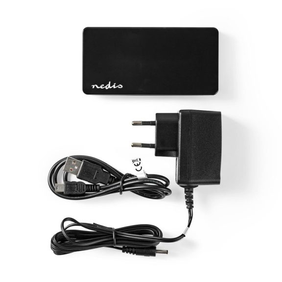 Nedis UHUBU2730BK 7 portos USB 2.0 hub külső tápellátással, fekete kivitelben