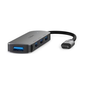 Nedis CCGB64220GY01 USB-C – 4x USB-A hub alumínium házzal, USB 3.2 Gen 1, 5 Gbps sebességgel, szürke színben