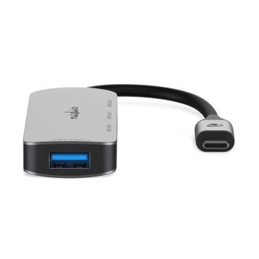Nedis CCGB64220GY01 USB-C – 4x USB-A hub alumínium házzal, USB 3.2 Gen 1, 5 Gbps sebességgel, szürke színben