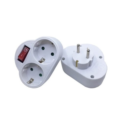 BLACKBIRD Hálózati Dugalj elosztó 250V, Max:3680W 2x16A/250V GZBK02 gyerekvédelem + kapcsoló, Fehér