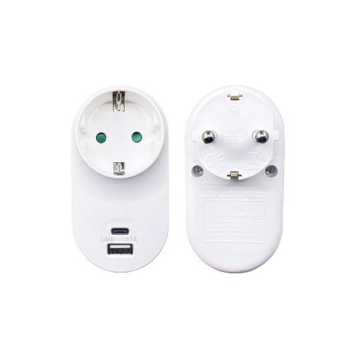 BLACKBIRD Hálózati Dugalj elosztó 250V, Max:3680W USB A+C 3.1A/5V SQ-GZB-01/01-UAC-2 gyerekvédelem, Fehér