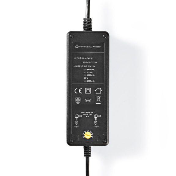 Nedis 60W univerzális tápegység 6–16V feszültséggel és 8 adaptercsatlakozóval