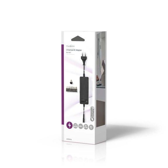 Nedis 60W univerzális tápegység 6–16V feszültséggel és 8 adaptercsatlakozóval