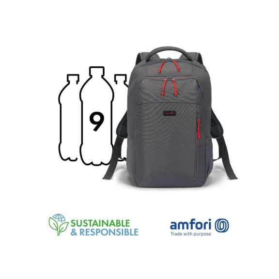 Dicota Backpack SPIN II laptop hátizsák, 16" laptop rekesz, újrahasznosított anyag, szürke