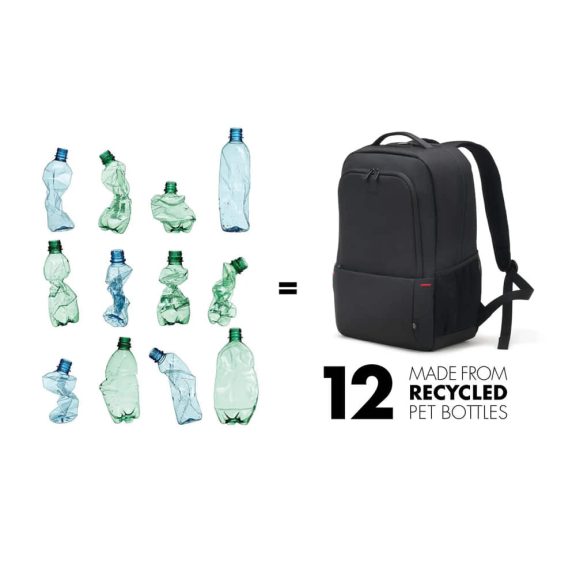 Dicota Eco Backpack Plus BASE laptop hátizsák, 16" laptop rekesz, újrahasznosított anyagból, fekete