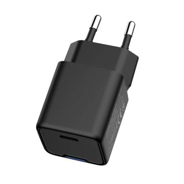   ColorWay GaN Mini 25W USB-C hálózati töltő, PD 3.0, PPS, kompakt, fekete - CW-CHS052PD-BK