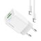ColorWay CW-CHS053PDC-WT hálózati GaN gyorstöltő 30 W, USB-C PD, USB-A QC4.0, Type-C kábellel, fehér