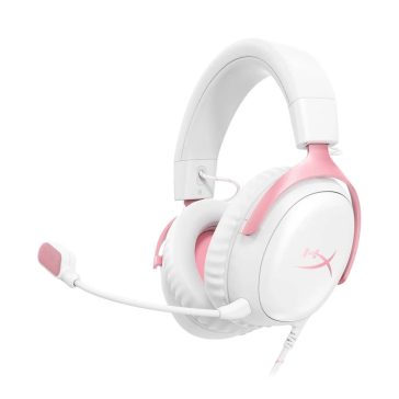   HyperX Cloud III gaming headset, 53mm hangszóró, többplatformos, fehér-rózsaszín - 9W1Q4AA