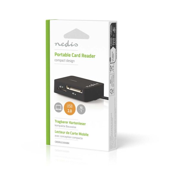 Nedis CRDRU2300BK All-in-One USB 2.0 kártyaolvasó fekete színben, kompakt kivitelben