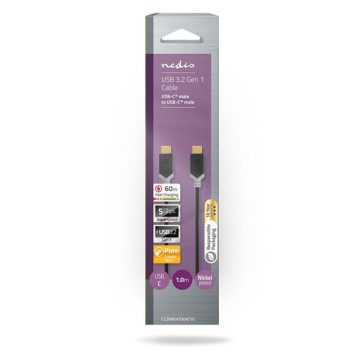   Nedis CCBW64700AT10 USB3.2 Gen 1 USB-C (USB C) dugó - dugó, 60 W, 4K@60Hz, 5 Gbps, 1m