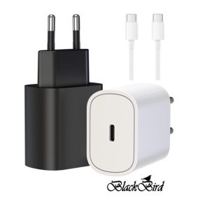   BLACKBIRD Hálózati Adapter T127 20W + Type-C kábel 1m, Fehér