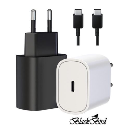 BLACKBIRD Hálózati Adapter T127 20W + Type-C kábel 1m, Fekete
