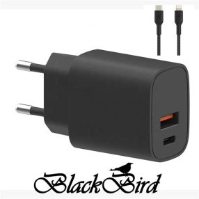   BLACKBIRD Hálózati Adapter T131 25W + Lightning kábel 1m, Fekete