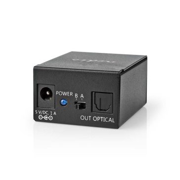 Nedis ASWI2512BK 2-utas digitális TosLink audió kapcsoló, fémházas, fekete színben.