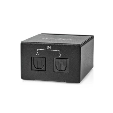 Nedis ASWI2512BK 2-utas digitális TosLink audió kapcsoló, fémházas, fekete színben.