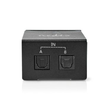 Nedis ASWI2512BK 2-utas digitális TosLink audió kapcsoló, fémházas, fekete színben.