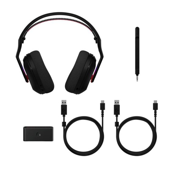 Logitech Astro A20 X vezeték nélküli gamer headset, PLAYSYNC AUDIO, LIGHTSYNC RGB, Fekete