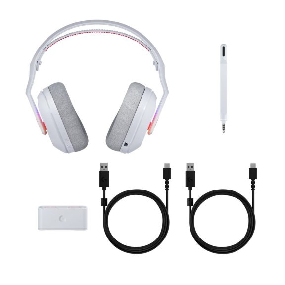Logitech Astro A20 X vezeték nélküli gamer headset, PLAYSYNC AUDIO, LIGHTSYNC RGB, Fehér