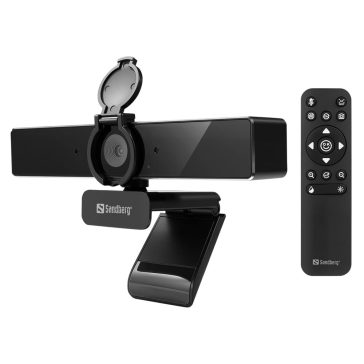   Sandberg USB-C/A Webcam Pro Remote webkamera, 4K, autofókusz, távirányító, zajszűrő mikrofon, fekete