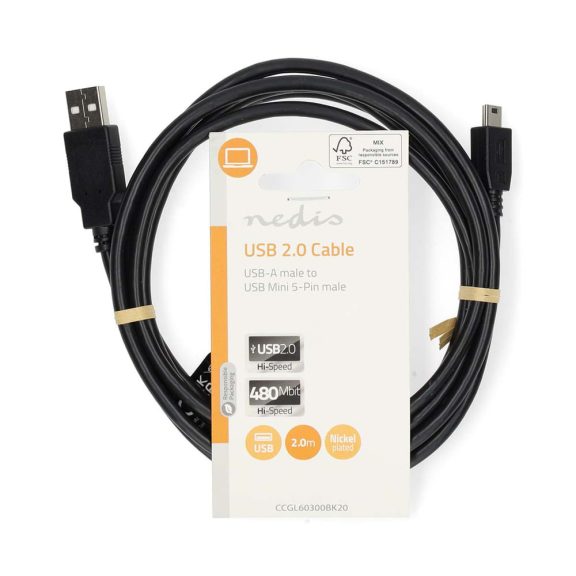 Nedis USB-A - mini USB-B kábel 2 m