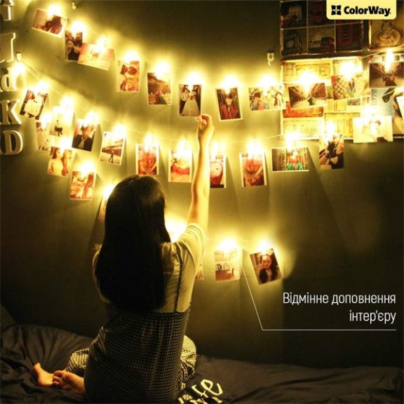COLORWAY LED füzér fotócsipeszes fényképtartó fényfüzér 20 LED / 3M (CW-LCP-20L30B)