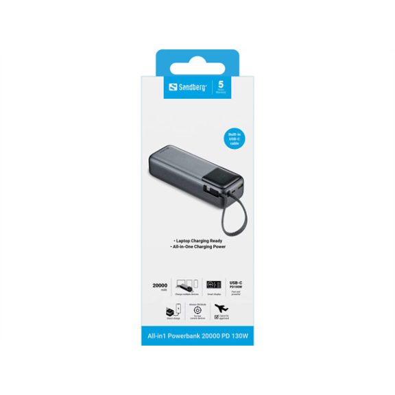Sandberg All-in1 Powerbank 20000 PD 130W
