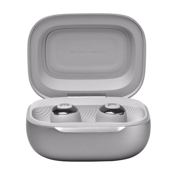 JBL Live Buds 3 vezeték nélküli fülhallgató, adaptív zajszűrés, térhangzás, 40 óra üzemidő, ezüst