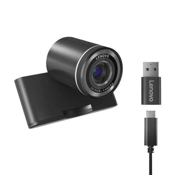 Lenovo QHD webkamera, 2K, autofókusz, AI auto framing, USB-C, Microsoft Teams tanúsítvány, fekete