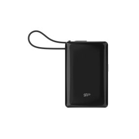   Silicon Power CP10 Power Bank, 10000mAh, USB-C PD 20W, beépített USB-C kábel, digitális LED, fényes fekete