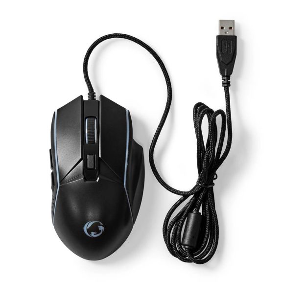 Nedis GMWD510BK vezetékes gaming egér, 7200 dpi, LED, fekete