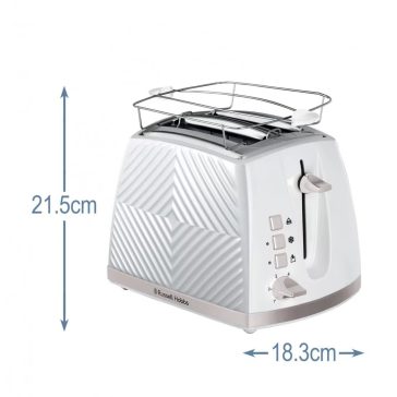   Russell Hobbs Groove kenyérpirító, 2 szeletes, széles nyílás, 6 pirítási fokozat, fehér - 26391-56 