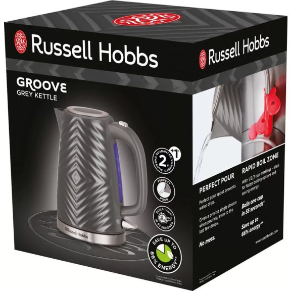 Russell Hobbs 26382-70 Groove vízforraló, 1,7 l, 2400 W, gyorsforralás, szürke