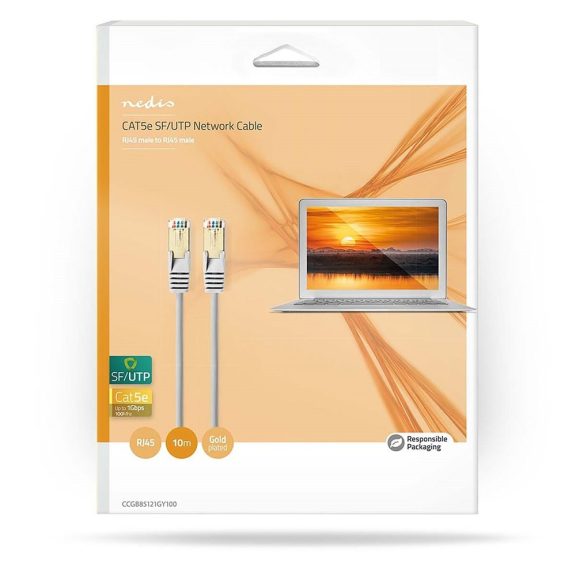 Nedis CAT5e hálózati kábel, 10 m, SF/UTP, RJ45, 1 Gbps, szürke - CCGB85121GY100