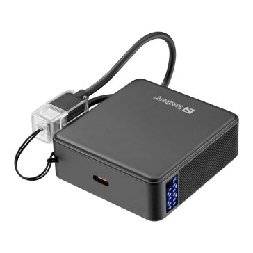   Sandberg Nano Powerbank 10000 PD20W, 10000mAh, USB-C, kijelző, fekete - 421-34