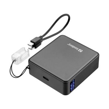   Sandberg Nano Powerbank 10000 PD20W, 10000mAh, USB-C, kijelző, fekete - 421-34
