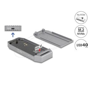 DELOCK Külső Ház M.2 NVMe SSD USB4 40 Gbps, tool free