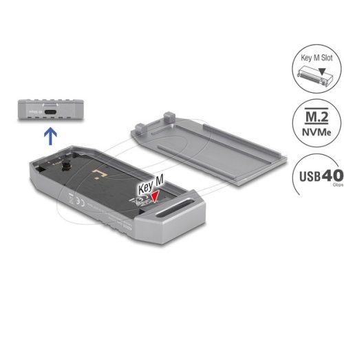 DELOCK Külső Ház M.2 NVMe SSD USB4 40 Gbps, tool free