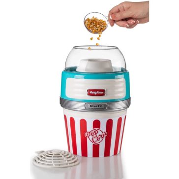   Ariete Party Time Popcorn készítő, 60g, 1100W, forró levegős, kivehető tál, azúrkék