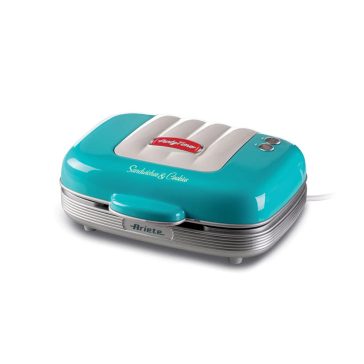   Ariete Party Time muffin és szendvicssütő, 700W, 3 cserélhető lap, tapadásmentes, azúrkék