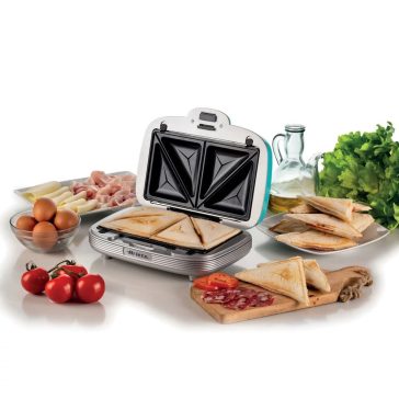   Ariete Party Time muffin és szendvicssütő, 700W, 3 cserélhető lap, tapadásmentes, azúrkék