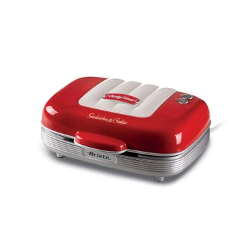   Ariete Party Time muffin és szendvicssütő, 700W, 3 cserélhető lap, tapadásmentes, piros