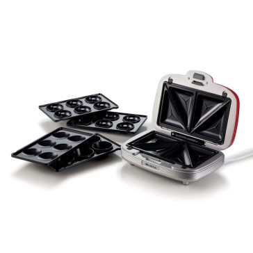   Ariete Party Time muffin és szendvicssütő, 700W, 3 cserélhető lap, tapadásmentes, piros