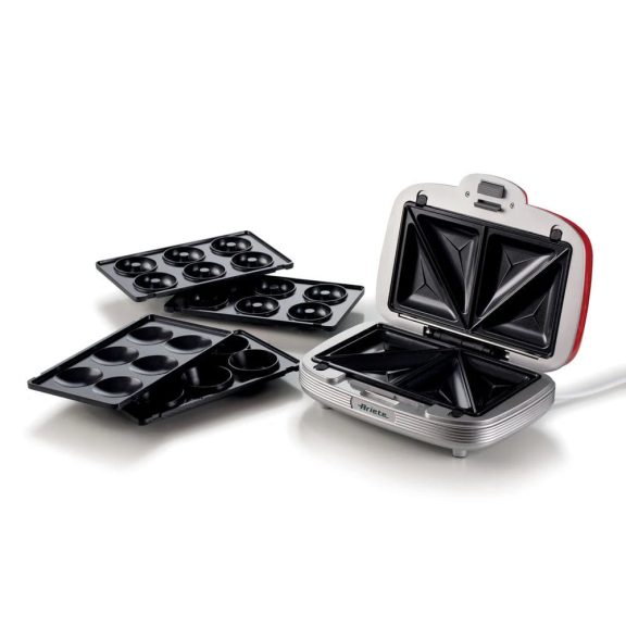 Ariete Party Time muffin és szendvicssütő, 700W, 3 cserélhető lap, tapadásmentes, piros