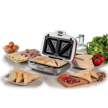   Ariete Party Time muffin és szendvicssütő, 700W, 3 cserélhető lap, tapadásmentes, piros
