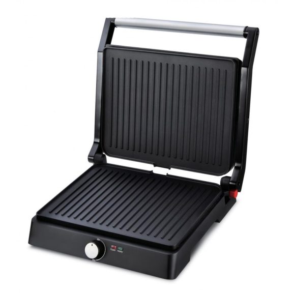 Heinner SunriseGrill elektromos kontaktgrill, 2000 W, tapadásmentes sütőlapok, 180°-os nyitás, fekete-szürke