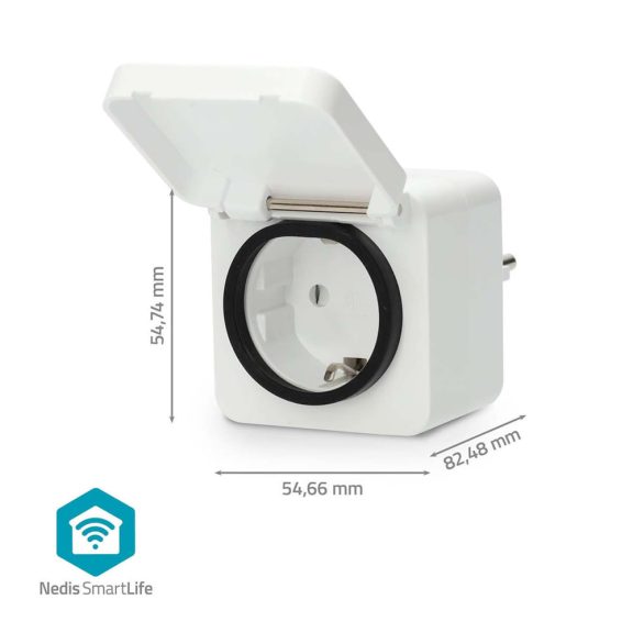 Nedis SmartLife okos kültéri konnektor, WiFi, fogyasztásmérő, IP44, szürke-fehér - WIFIPO130FWT